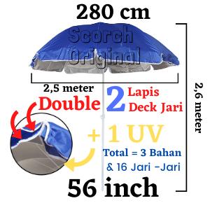 Payung Tenda JUMBO Double DECK Dua Lapis +1UV silver 280cm=56inch 3