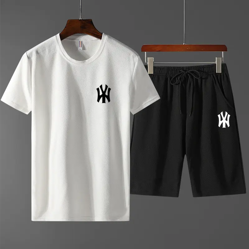 Bộ Đồ Thường Ngày Cho Nam, Bộ Đồ Thể Thao Mới Mùa Hè 2020, Màu Trơn In Hình NY, Áo Phông Và Quần Đùi Nam, Bộ Đồ Hai Mảnh, Quần Áo Thể Thao, Dáng Rộng Vừa Vặn 0