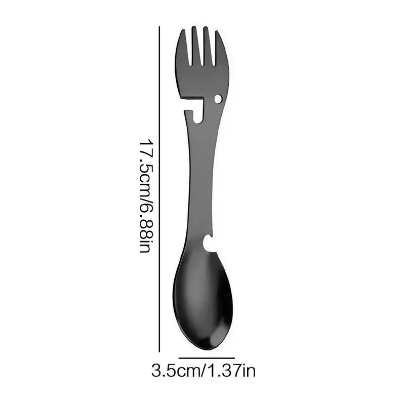 5 in 1 Camping Fork Spoon with Bottle Opener, 1 Count Portable Multifunctional Tool, Stainless Steel Utensils for Camping, Hiking & Survival 1