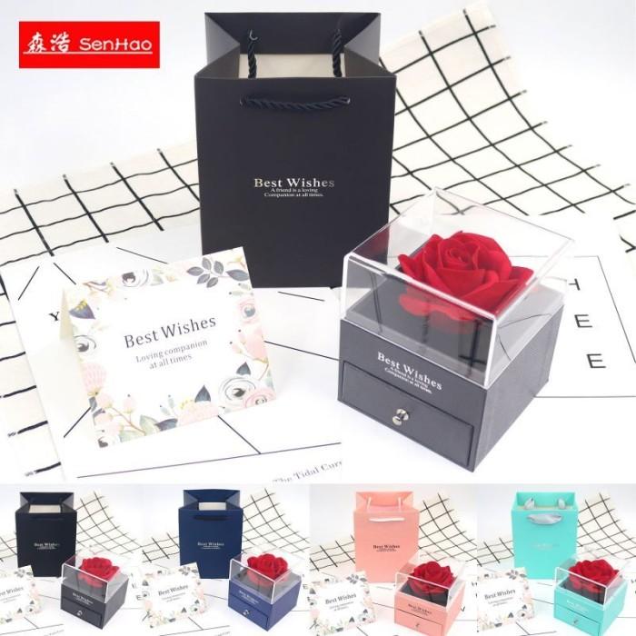 Rose Gift Box  Kotak Hadiah Diawetkan Mawar  Dengan Kalung Tangan Kalung Hadiah Set 5