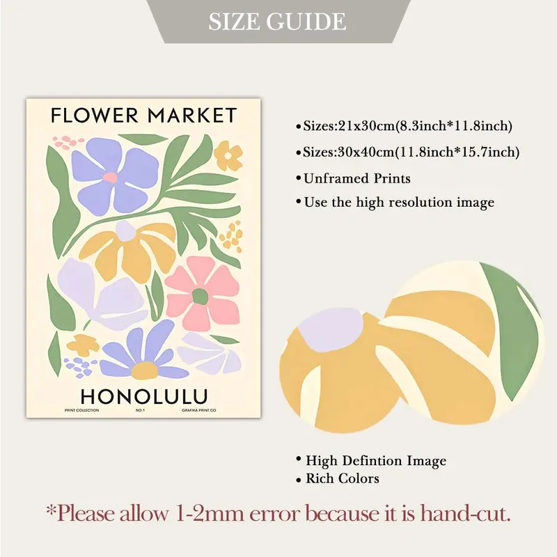Floral Pattern Canvas Painting without Frame (6counts/set), Modern Wall Art Painting, Wall Art Decor for Home Living Room Bedroom 8