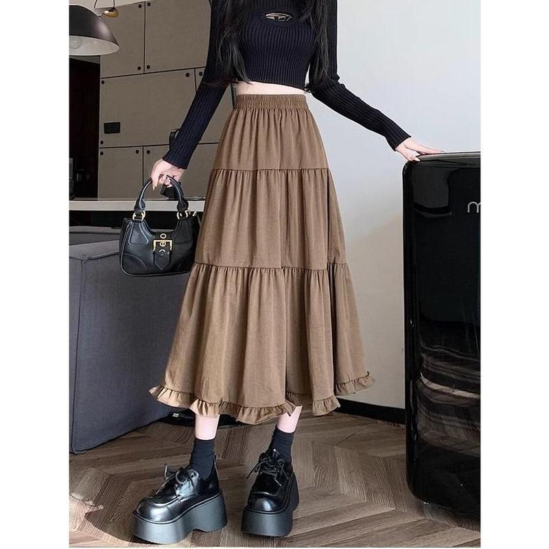Váy Ren, Thiết Kế Đẹp, Cạp Cao, Che Béo, Dài Trung Bình Váy Chữ A, Xếp Ly, Váy Đầm Bánh Ngọt, Thích Hợp Cho Mùa Thu Và Mùa Đông, Hàng Mới Về 4