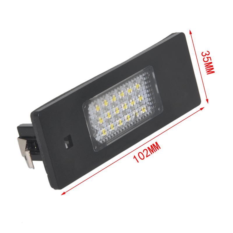 Product Introduction of 2x Car LED License Plate Lights Direct Fit for BMW E63 E64 E81 E85 E87 650i M6 Z4 Error Free 24-SMD 18