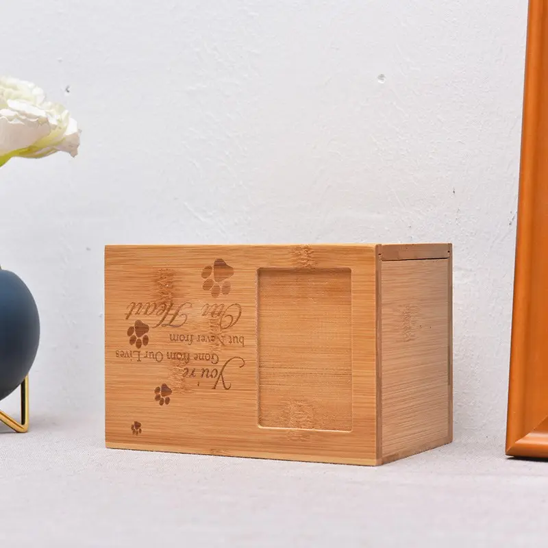 Wooden Photo Pet Urn Pet Cremation Box Wooden Box Dog Ashes Storage Box Memorial Box