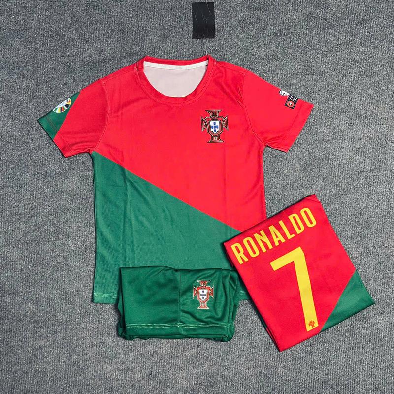 Áo Bóng Đá Trẻ Em Bồ Đào Nha Euro 24/25 In Sẵn Ronaldo Số 7 - Vải Mè Thái Cao Cấp - Nam, Cho Bé