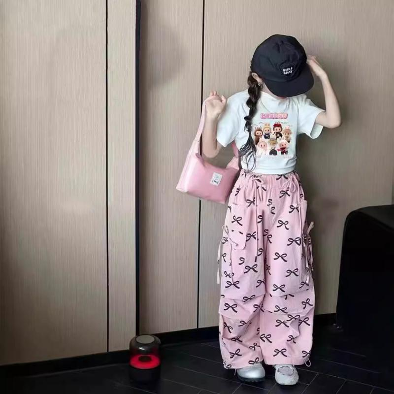 Twinkle Margie Setelan Anak Labubu Lengan Pendek Baju Terbaru Anak Set Kaos Celana Panjang One set Motif Perempuan 1