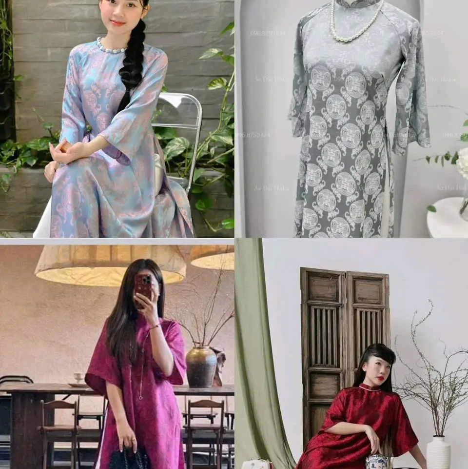 Gấm tơ mềm mại không bám nhăn, thiết kế tay xuông lỡ cho nữ - Women