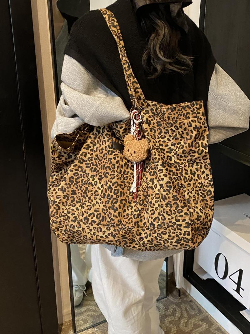 Product Introduction of Women's Fashion Leopard Pattern Tote Bag, Large Capacity Shoulder Bag for Daily Used, Casual Trendy Versatile High-quality Daily Commuting Bag, Girl Fashionable Bag 2