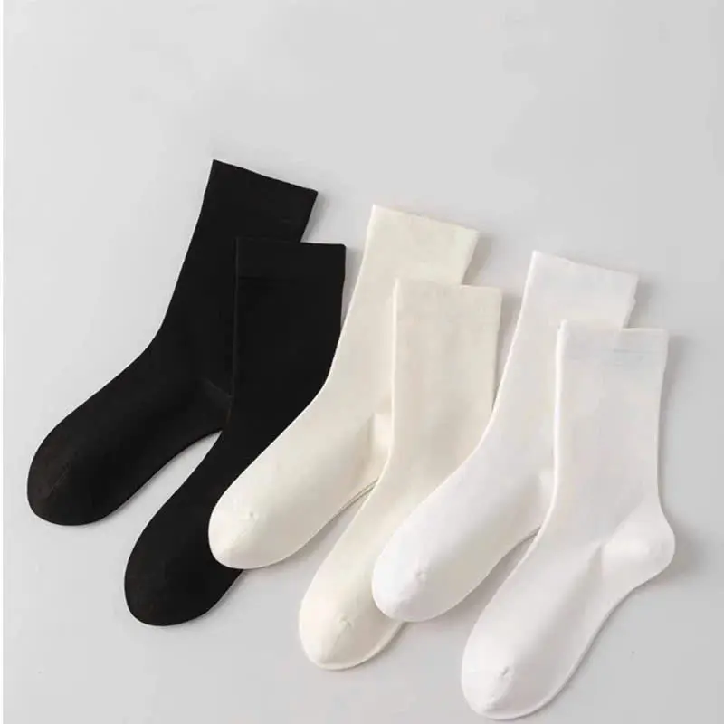 Sét 5 đôi và 10 đôi tất trơn 3 màu cotton phong cách hàn quốc mỏng 0