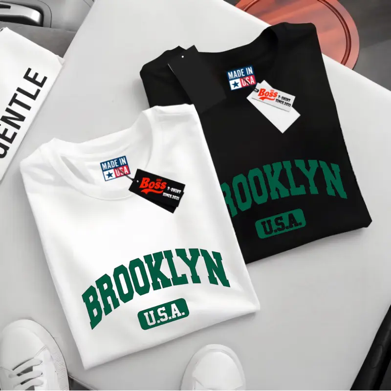 T-shirt BROOKLYN Kaos Distro Pria Lengan Pendek Unisex Bahan  Cotton 24s Import Serat Halus Lembut Adem Nyerap Keringat Size M L XL XXL Bisa COD tag USA. Katun hipoalergenik