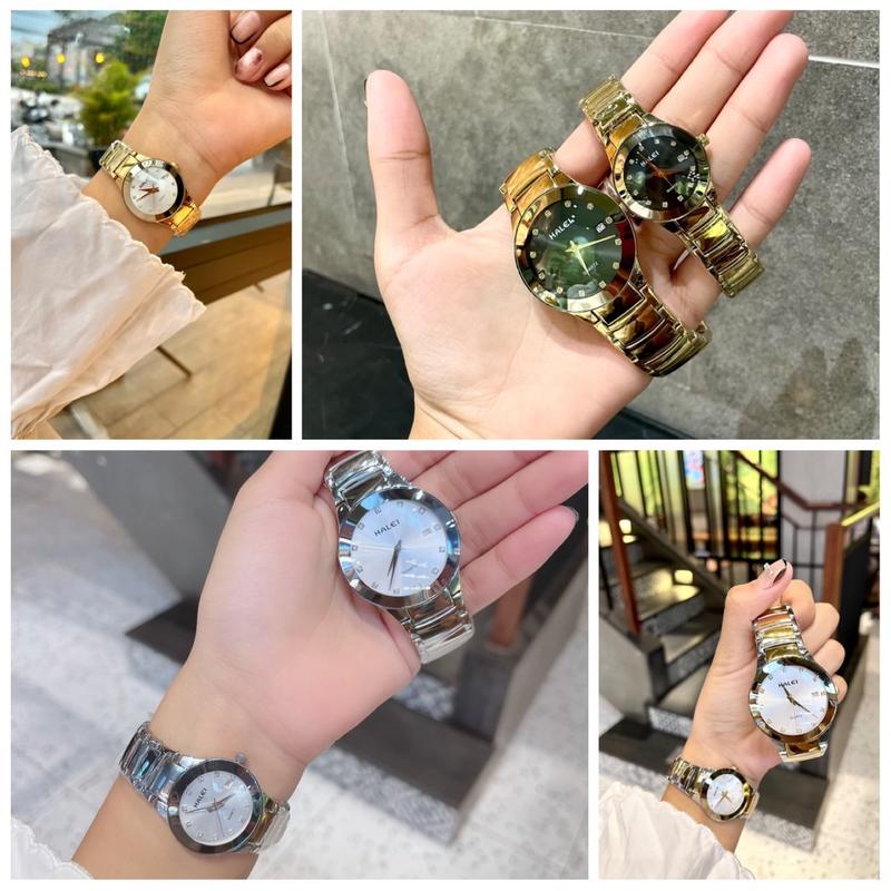 Đồng hồ Nam nữ HL Ah588 Mặt kính gương có lịch ngày máy nhật chống nước tốt ( TẶNG HỘP - PIN - DỤNG CỤ THÁO MẮT DÂY ) Watch Đeo Tay