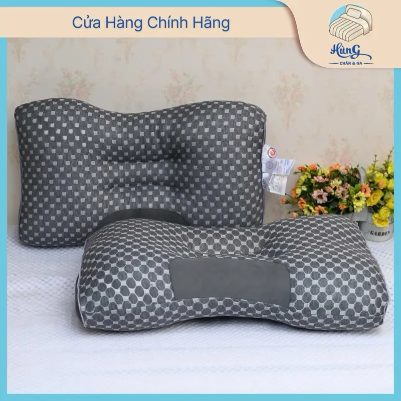 Ruột gối công thái học màu ghi kích thước 48 x 70cm nặng 1kg 1 chiếc. Ruột gối chống đau mỏi vai gáy cao cấp