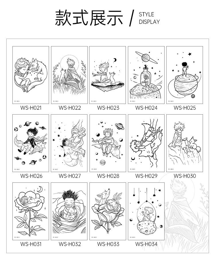 Product Introduction of New Little Prince Rose Series Tattoo Stickers Waterproof and Durable European and American Same Planet Fox Car Glass Decoration Can Be Customized 23