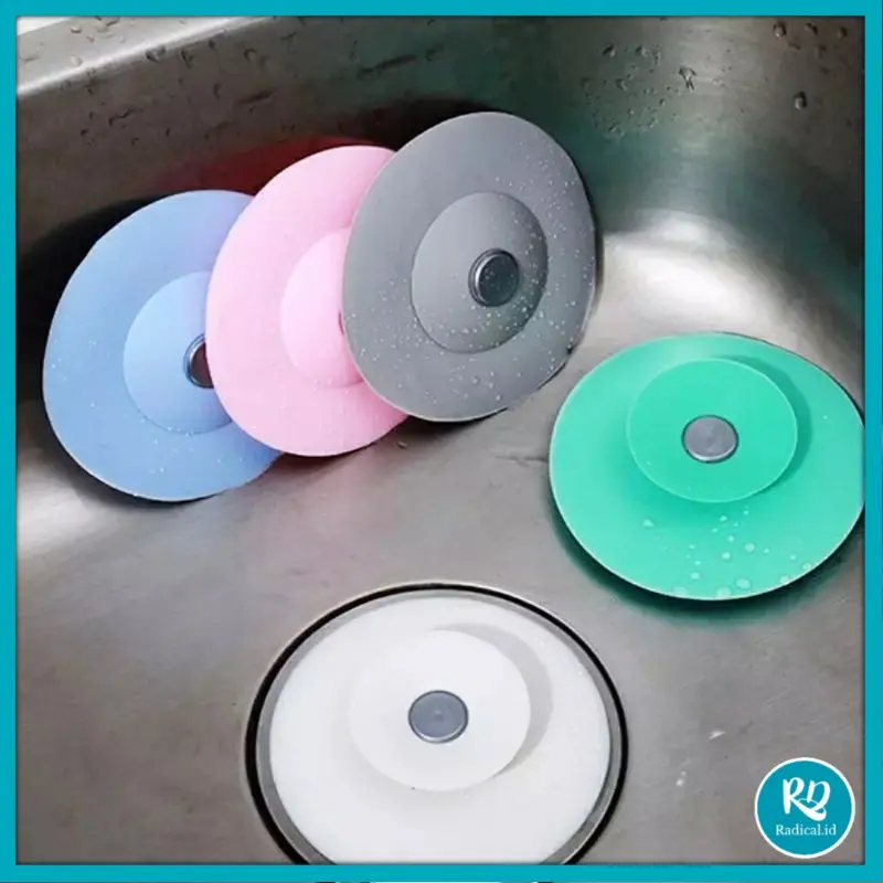 RD Penutup Lubang Saringan Air Wastafel Silikon Penyaring Kotoran Wastafel Cuci Piring dan Toilet Saringan Saluran Air Kamar Mandi Dapur Silicone Floo