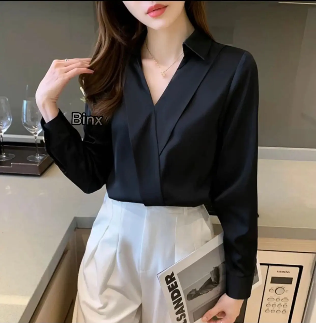 blouse aleta top/Blouse atasan wanita satin Nyaman Panjang Baju Casual
