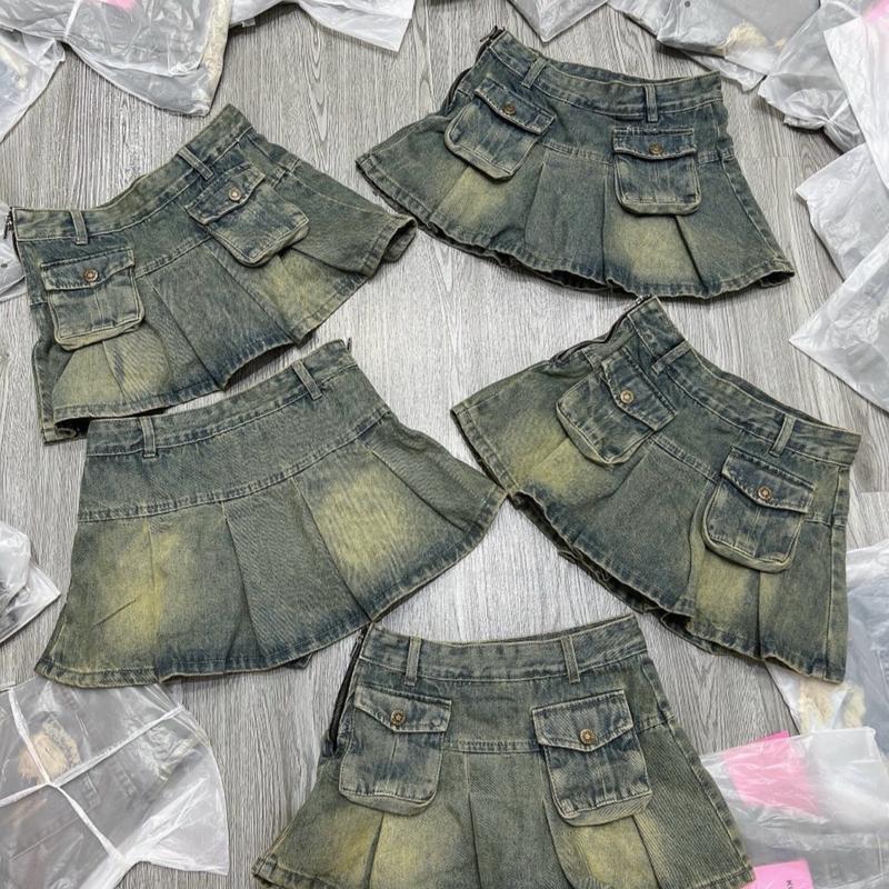 CHÂN VÁY 2 TÚI HỘP có kèm dây khoá bên hong Nữ ( jean không co giãn ) CÓ KÈM QUẦN TRONG KHÔNG KÈM ĐAI NỊT