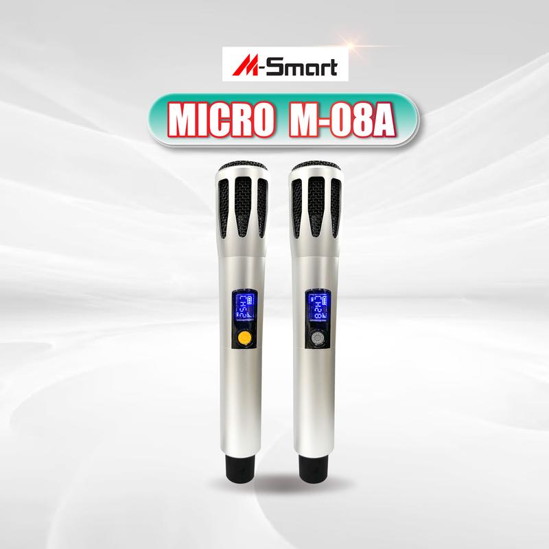 [MSM Audio] 1 Cặp Micro Không Dây UHF Cầm Tay Vạn Năng M-08A Kim Loại Pin Trâu