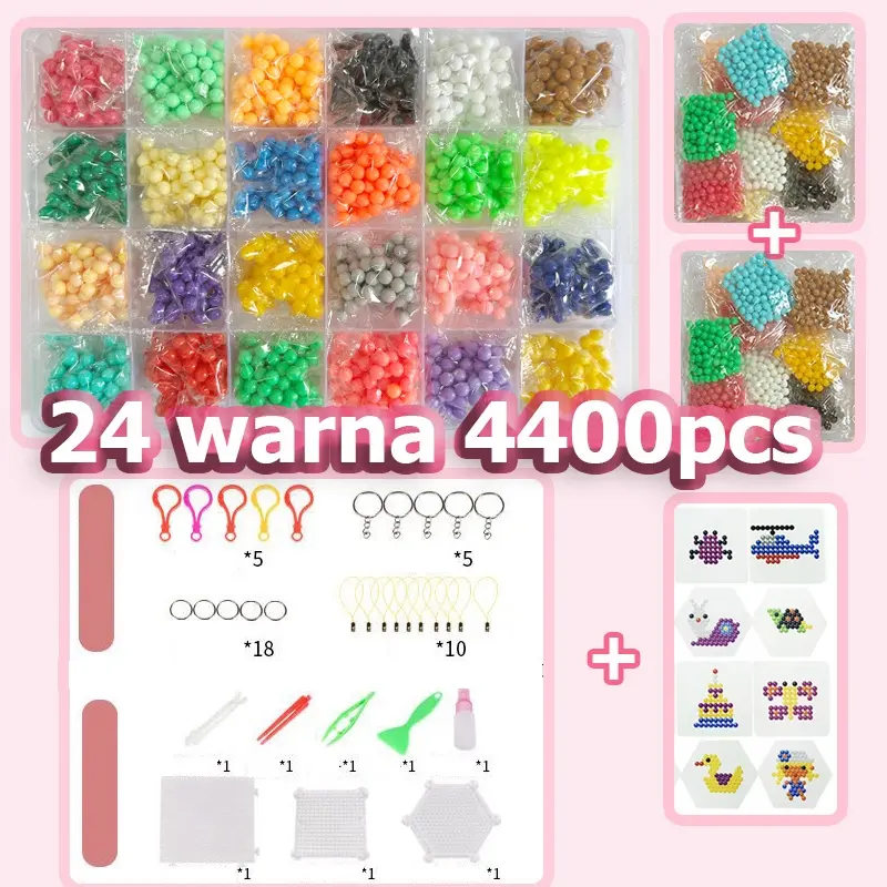 SONICE Kit Manik-manik Aqua Magic 3000 Manik-manik Air, Mainan Anak-anak Set Hadiah Kreativitas Mainan Pendidikan Manik-manik Air Semprot Dengan Seluruh Set Aksesori Kerajinan Seni 1