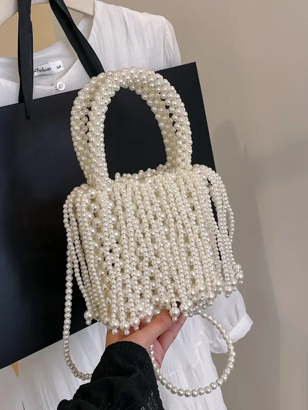 Fashionable Handmade Beaded Design Handbag, Casual Cute Style Shoulder Bag for Women, Trendy All-match Bag for Daily Use 5