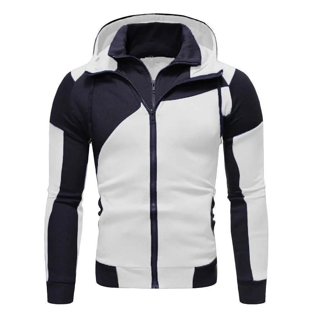 Áo Cardigan Len, Khóa Kéo Đôi, Có Mũ Trùm Đầu, Áo Thể Thao, Màu Tương Phản, Áo Hoodie, Thích Hợp Cho Mùa Thu Và Mùa Đông, Bảng Nhẹ, Màu Trơn