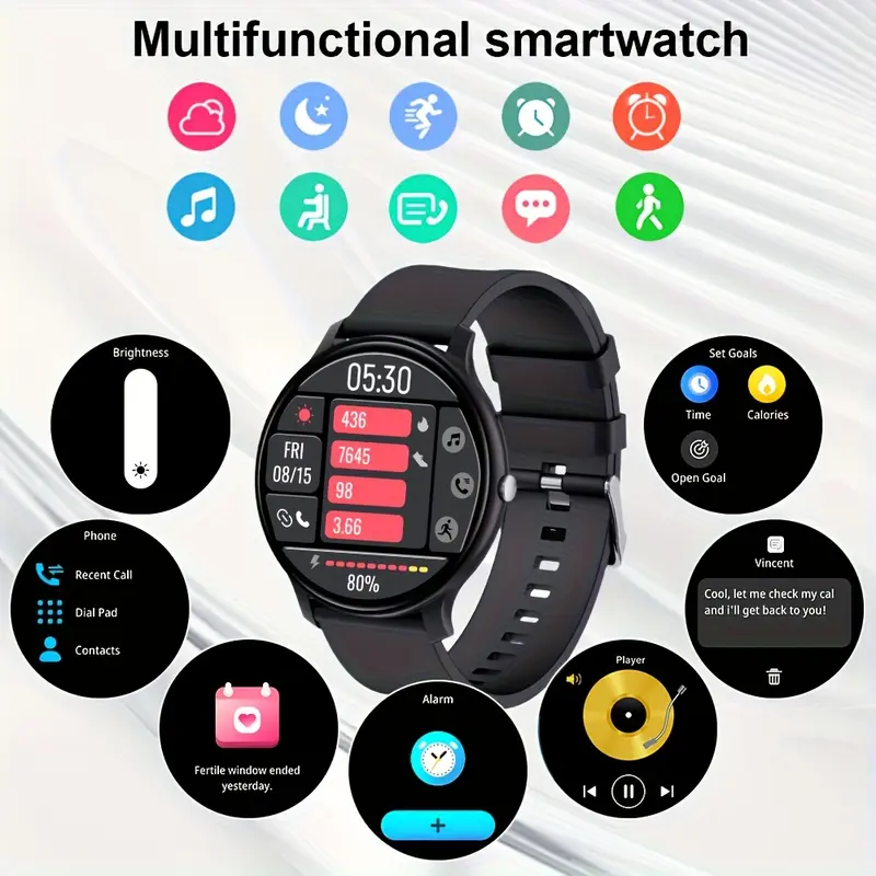 Laxsafty new smart watch for women, full touch screen sport fitness watch, 100 + sports mode, sleep monitoring, pedometer, distance, calories, wireless call smart watch for Android iPhone smartwatch 4