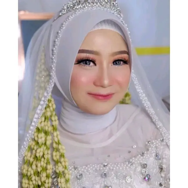 slayer wanita pengantin veil payet mutiara premium hijab pengantin pernikahan manik-manik pernikahan polos panjang kebaya polos pesta dress gaun mewah dress Pernikahan Kerudung Muslim
