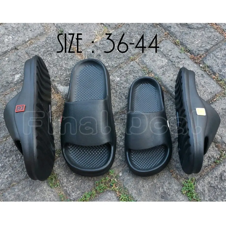 36-44 Hema Sandal Selop Pria Wanita Hitam Putih, Sendal Eva Slip On Empuk Anti Slip
