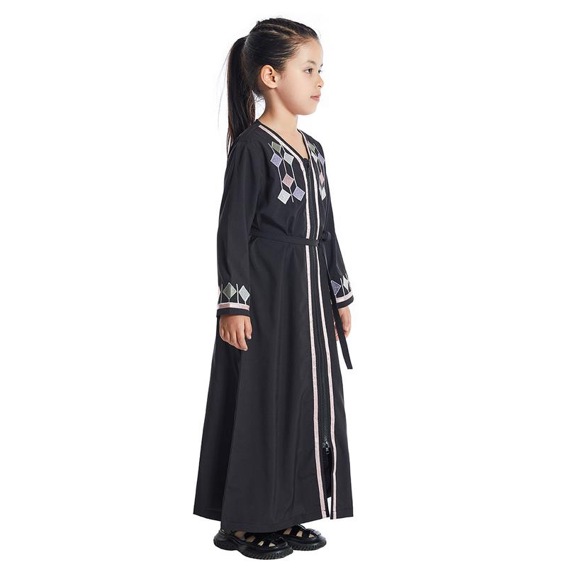 Product Introduction of Girls Kids Abaya Dress Clothing,Floral Printed Gown Children Robe 6
