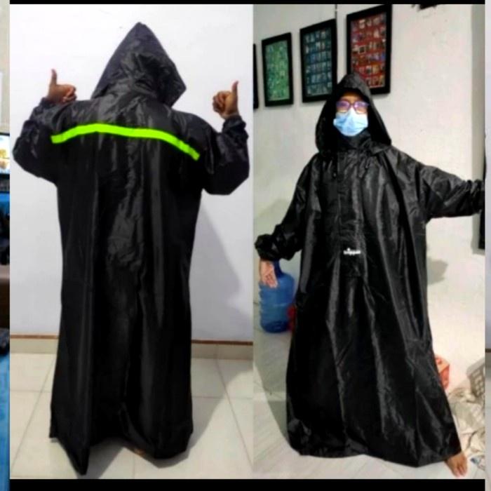Jas Hujan Gamis Wanita atau Pria Ukuran Besar - navy 6