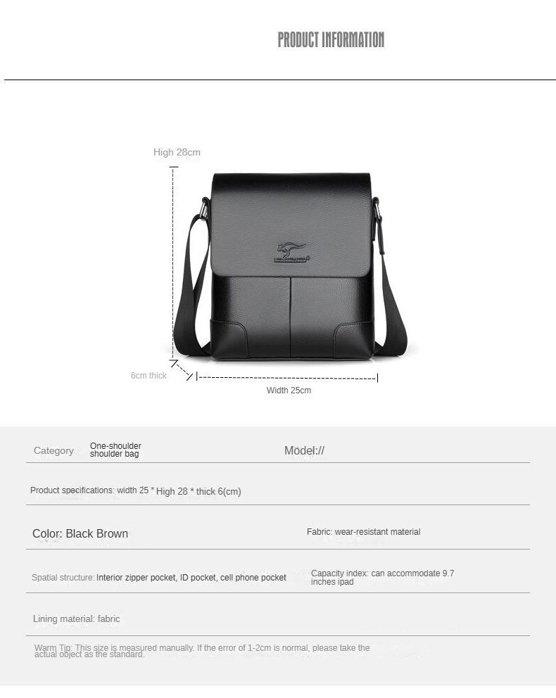 Product Introduction of PU Leather Men Crossbody Bag Waterproof Large Capacity Shoulder Bags For Boys Trendy Design Messenger Bags 2