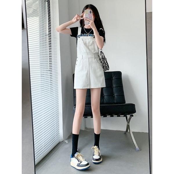 Yếm Váy Jean Dáng Ngắn Cá Tính, Yến Bò Nữ Ngắn Thời Trang Hàn Quốc