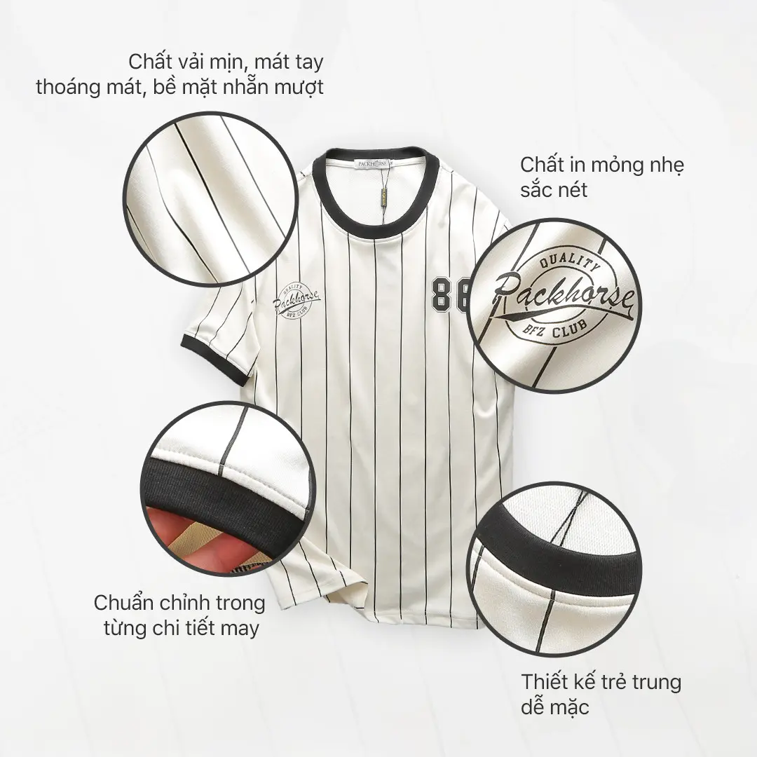 Áo thun Nam Pack 86 Cổ tròn - Cotton CPAU chất vải mịn, mát tay, thoáng mát Menswear Kem