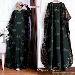 Kaftan Viral - Majesti Kaftan Wanita Super Jumbo XXXL Lengan Panjang Busui Resleting Motif Sultan Gamis Rayon Jumbo