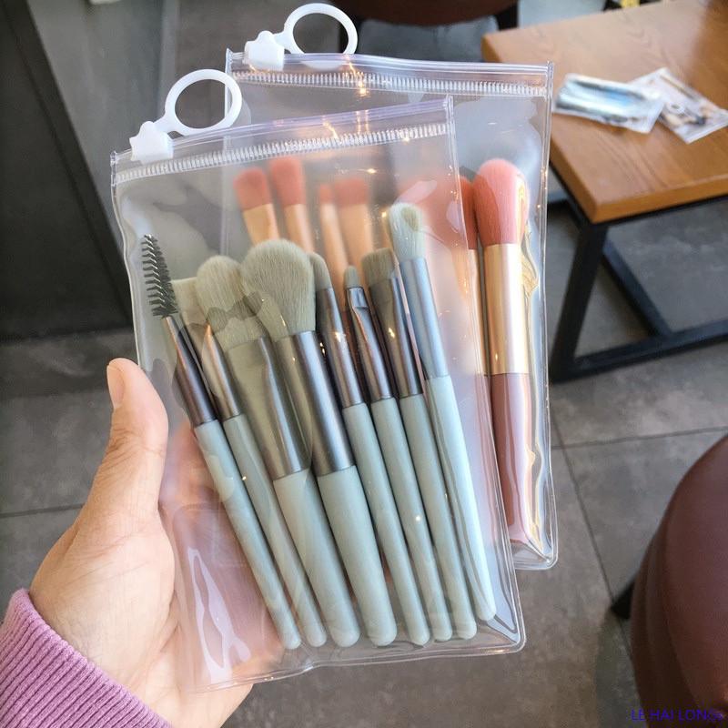 LE HAI LONGs Bộ Cọ Trang Điểm 8 Món Kèm Túi zip, Bộ Cọ Lông Mềm Đánh Phấn mắt, Tạo Khối Cá Nhân Chuyên Dụng 2