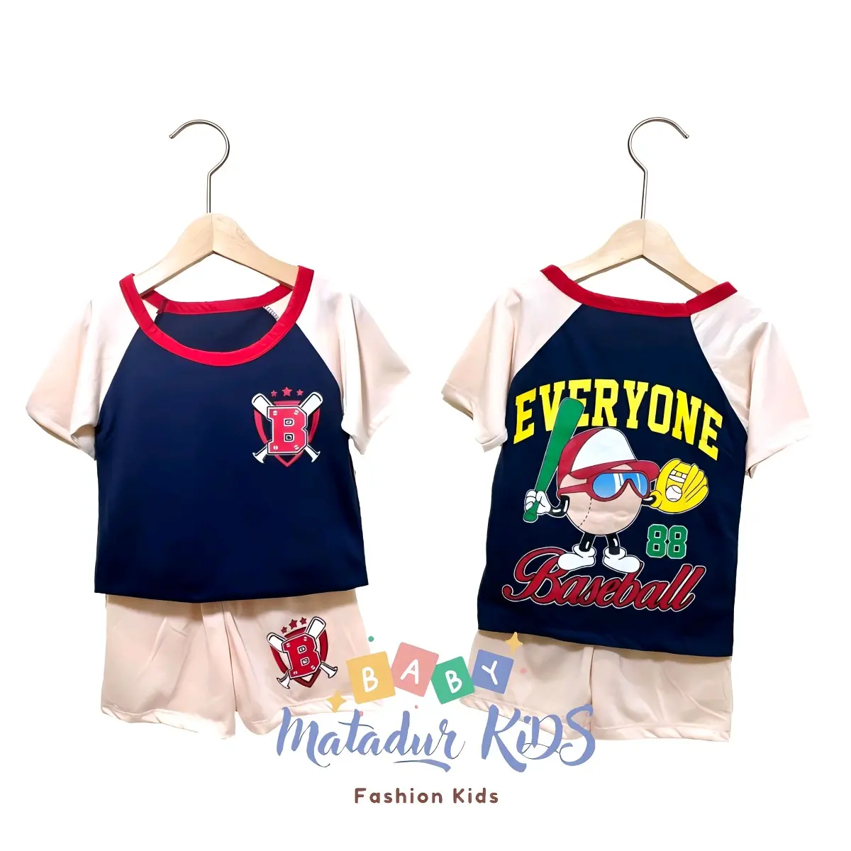 MATADUR - SETELAN ANAK COWOK 1-8 TAHUN KATUN LENGAN RAGLAN