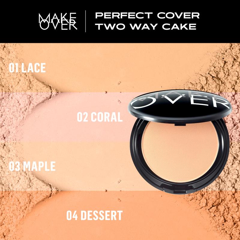 MAKE OVER Perfect Cover Two Way Cake TWC - Bedak Padat Bedak Compact High Coverage Ringan Wajah Flawless Make Up Tahan Lama Non-Comedogenic BEST SELLER Lebaran Raya 3