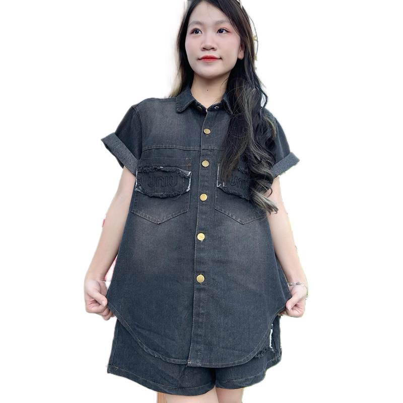 Bộ Jeans Nữ BigSize Xưởng may Mỹ Nhung Áo Thêu UNIU + Quần Sooc từ 40-85kg - Kích cỡ lớn Top