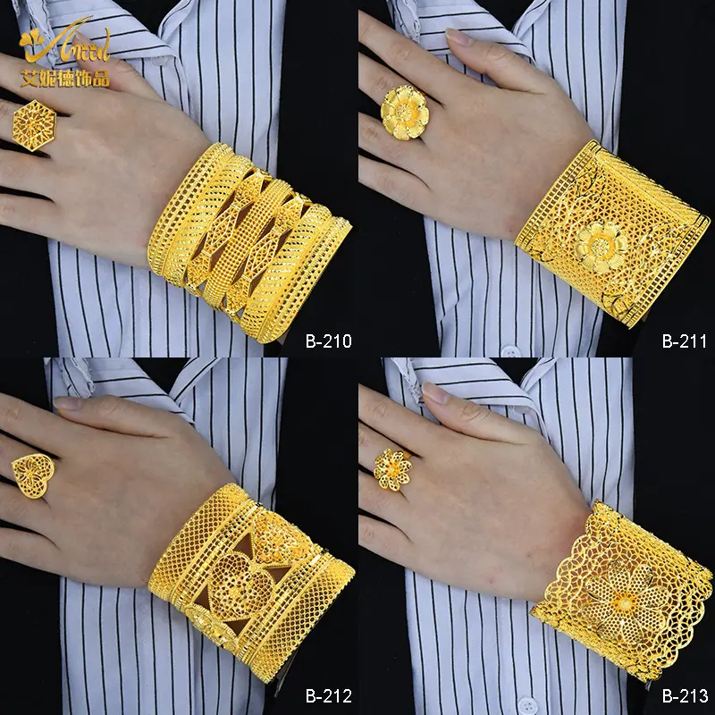 Nhẫn Vòng Tay Cưới Cô Dâu, Mạ Vàng 24K, Trang Trí Nhẫn Vòng Tay Lớn, Thích Hợp Cho Nữ Trung Đông Và Nữ Ban Nhạc, Làm Bằng Vàng Phù Sa 1