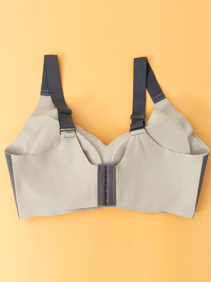 Product Introduction of Women's Colorblock Print Wireless Bra, Seamless Adjustable Strap Push Up Bra, Soft Comfortable Breathable Lingerie for All Seasons 10