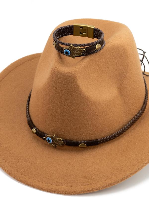 Women's Cowboy Style Bracelet & Hat Chain, Boho Style Jewelry Set for Women & Girls, Trendy All-match & Exquisite Jewelry for Birthday Gift 2