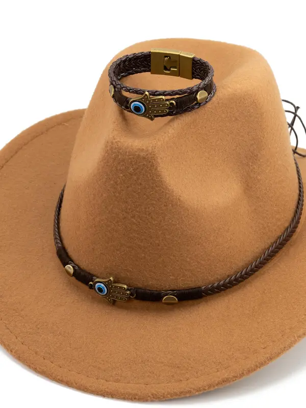 Women's Cowboy Style Bracelet & Hat Chain, Boho Style Jewelry Set for Women & Girls, Trendy All-match & Exquisite Jewelry for Birthday Gift 2
