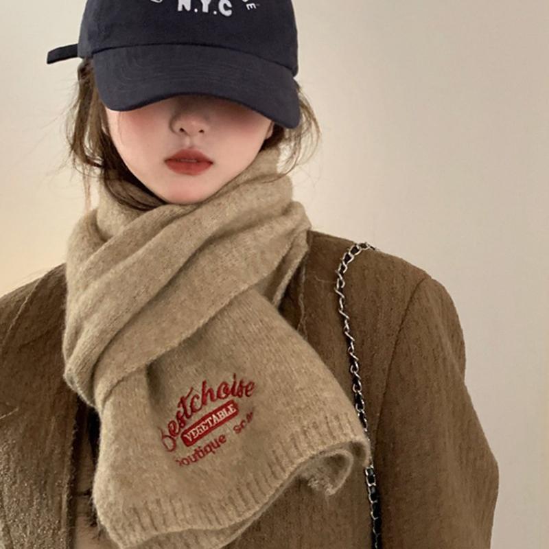 Product Introduction of Winter Warm Scarf For Women Fashion Letter Knitted Wool Yarn Neckerchief Muffler Female Shawl Neck Wraps 18