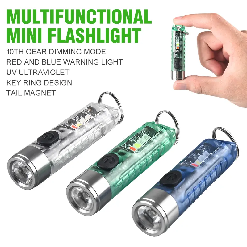Đèn Pin Mini, Có Đèn Bên, Đèn Pin Móc Chìa Khóa LED, Đèn Pin Cắm Trại, Có Thể Sạc Lại USB, Đa Chức Năng, Cầm Tay, Từ Tính Yếu, Cảnh Báo, Đáp Ứng Nhiệm Vụ