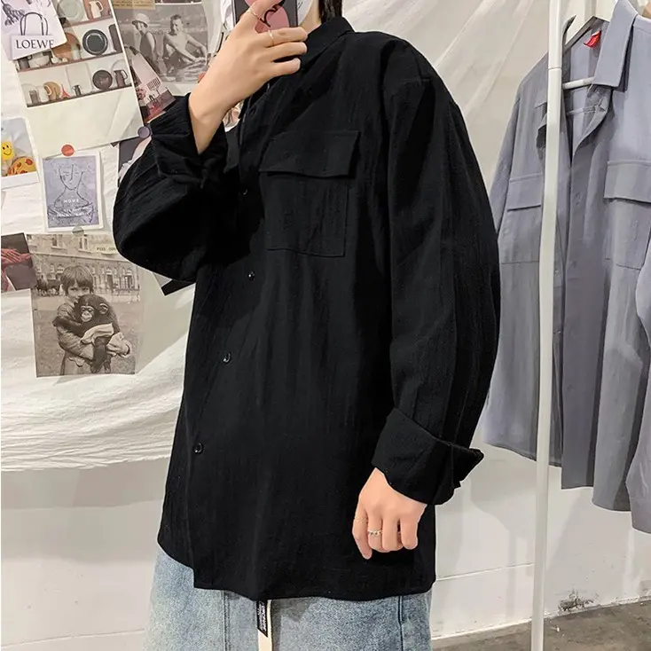 [SMNQC12] Áo Sơ Mi Dài Tay Trơn Đũi Unisex Cho Cả Nam Và Nữ Vải Dạ Hàn Đẹp Và Thoáng Mát