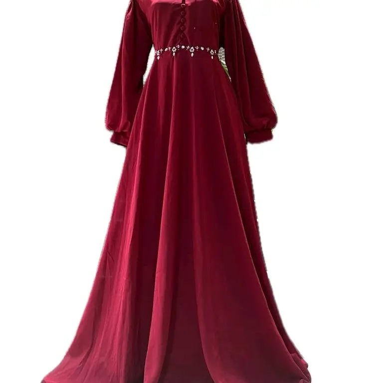 Lengan Lurus Mutiara Gamis muslim ceruty Panjang Wanita Dress Hitam Abu Kancing Kondangan Lembut Maroon Nyaman Putih Wudhu SEO