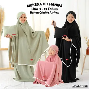 Mukena Anak 3-13 Tahun Crinkle Airflow Premium Mukenah Polos TK SD SMP Kids Junior Tanggung Dewasa Lembut Nyaman Muslim
