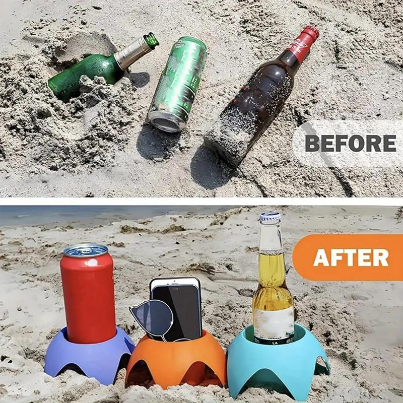 Plastic Beach Cup Holder, 5 Counts/set Outdoor Sand Drink Holder, Portable Beer Stand Accessories for Beach Parties and Camping 5