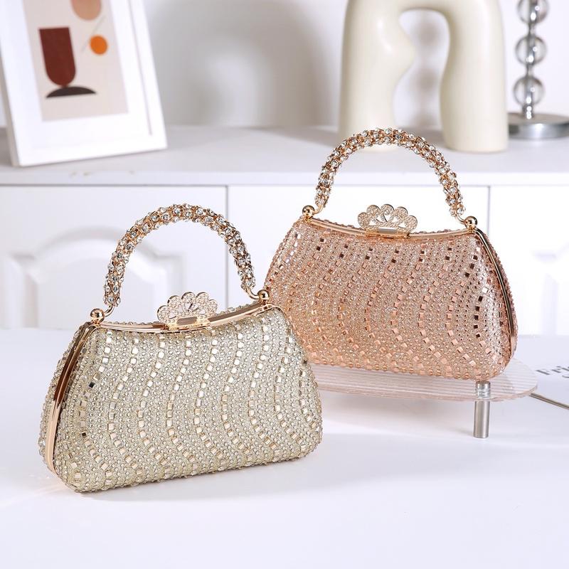 Túi xách trung niên đi tiệc quai đá - túi xách quý bà đính đá sequin khóa vương miện sang trọng 9072 Clutch Nữ Lady Bag Da Đinh