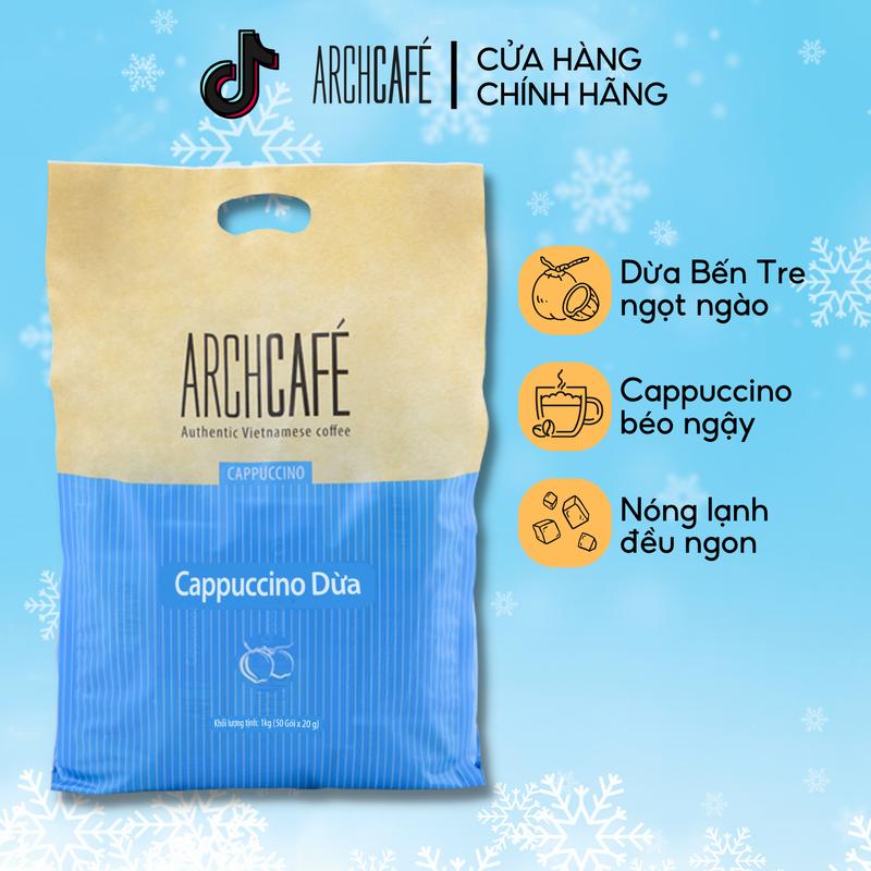 Túi Cà phê Cappuccino Dừa - Cafe Hoà Tan Archcafe (Hộp 50 gói x 20g)
