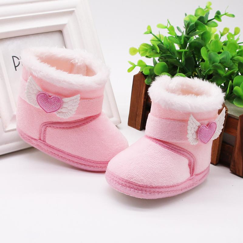 Product Introduction of Newborn Baby Girl Plush Snow Booties Keep Warm Shoes Non-Slip Sneaker Walking Soft-Soled Breathable Heart Wings First Walkers 28